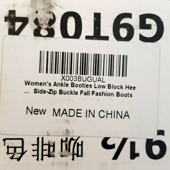 Coutgo Chunky Heel Round Toe Side Zip Metal Buckle Ankle Boots in Brown Size 9.5 - Picture 9 of 9